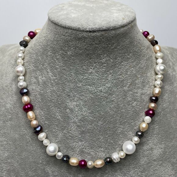 Stunning Freshwater Pearl Multicolor Beaded Necklace One of a Kind Fun Fresh - Picture 1 of 7